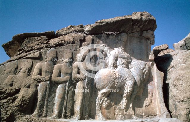 Relief of Shapur I, Naqsh-i-Rustam, Iran. Creator: Vivienne Sharp.