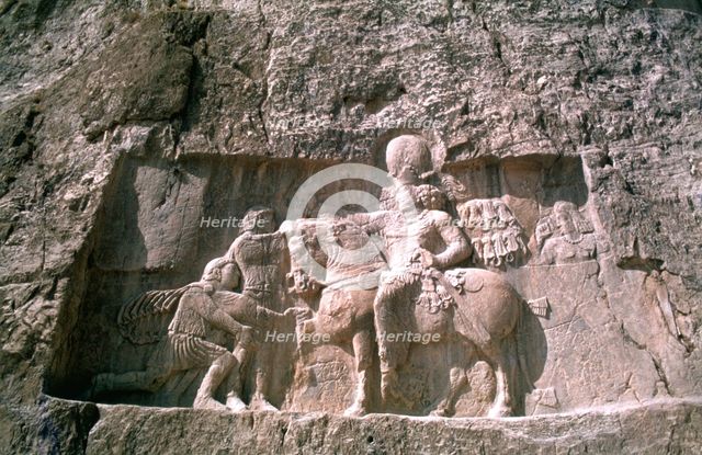 Relief of Shapur I, Naqsh-i-Rustam, Iran. Creator: Vivienne Sharp.