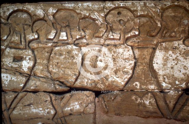 Relief of Soldiers, Temple of Rameses III, Medinat Habu, Luxor, Egypt, c12th century BC. Artist: Unknown