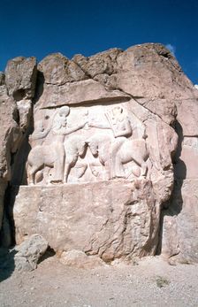 Relief of the investiture of Ardashir I, Naqsh-I-Rustam, Iran. Creator: Vivienne Sharp