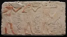 Relief of Three Offering Bearers, c. 2311-2281 BC. Creator: Unknown