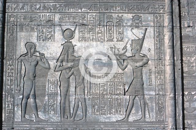 Relief on the Roman Mammisi, Temple of Hathor, late Ptolemaic and Roman, c125 BC - c60 AD. Artist: Unknown