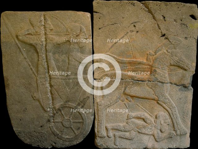 Relief orthostat depicting a chariot from Sam'al, 9th century BC. Creator: Spaethethitische Bildkunst (1200-700 v. Chr.).