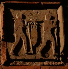Relief depicting two men carrying an amphora, Pompeii, Italy, 2009. Creator: LTL