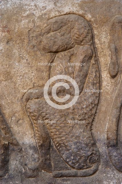 Relief depicting a monkey, Temple of Edfu, Egypt, Ptolemaic period, 237-57 BC (2003).  Creator: LTL.