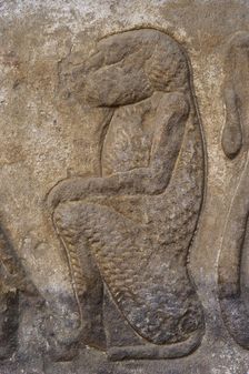 Relief depicting a monkey, Temple of Edfu, Egypt, Ptolemaic period, 237-57 BC (2003). Creator: LTL
