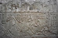 Relief depicting an ox slaughter, Mastaba of Mereruka, Saqqara, Egypt, Old Kingdom, 2003. Creator: Unknown