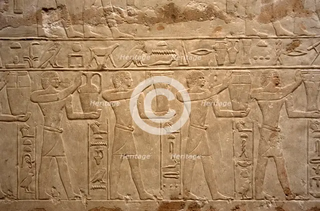 Relief depicting offering bearers, Mastaba of Mereruka, Saqqara, Egypt, Old Kingdom, 2003. Creator: Unknown.
