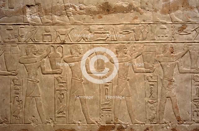 Relief depicting offering bearers, Mastaba of Mereruka, Saqqara, Egypt, Old Kingdom, 2003. Creator: Unknown.