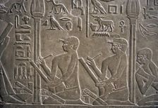 Relief depicting scribes, Mastaba of Mereruka, Saqqara, Egypt, Old Kingdom, 2340 BC (2003). Creator: Unknown