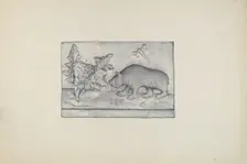 Relief Panel of Bear, 1935/1942. Creator: Flora Merchant