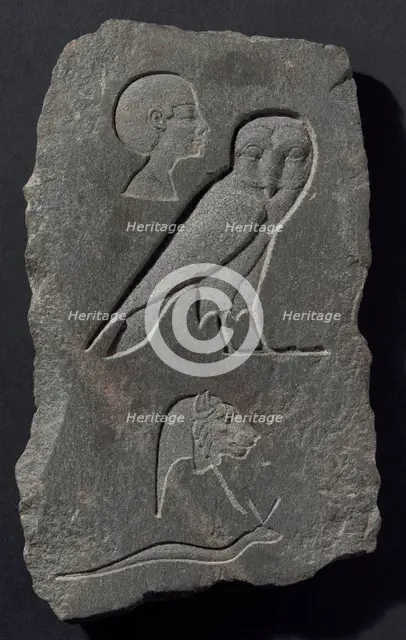 Relief Plaque Depicting Hieroglyphic Signs, Egypt, Early Ptolemaic Period (about 300 BCE). Creator: Unknown.
