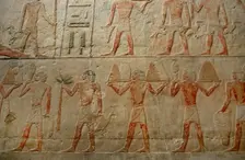 Relief showing offering bearers, Mastaba of Ti, Egypt, 5th Dynasty, Old Kingdom, c2400 BC (2003). Creator: Unknown