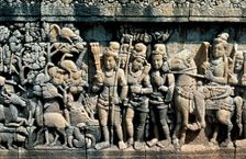 Relief showing scene from a sutra, Barabudur, Java, c750-850