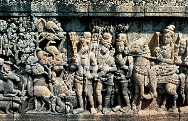 Relief showing scene from a sutra, Barabudur, Java, c750-850. Artist: Unknown