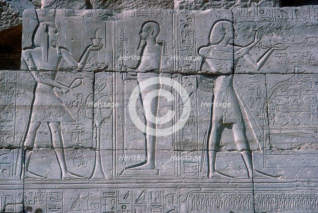 Relief showing Rameses II before Ptah, The Ramesseum, Temple of Rameses II, Luxor, Egypt, c1250 BC. Artist: Unknown