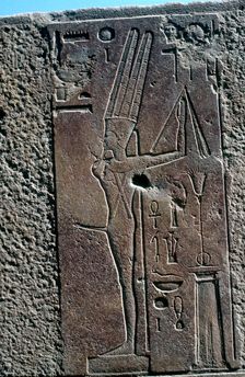 Relief showing the fertility god Min, Temple of Amun, Karnak, Egypt
