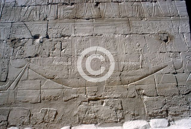 Relief showing the Solar Boat in the annual procesion, Temple of Amun, Karnak, 14th-13th century BC. Artist: Unknown