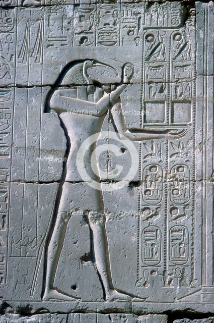 Relief showing Thoth, The Ramesseum, Temple of Rameses II, Luxor, Egypt, c1300 BC. Artist: Unknown