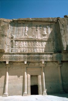 Relief, Tomb of Artaxerxes II, Persepolis, Iran. Creator: Vivienne Sharp