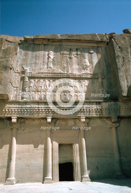 Relief, Tomb of Artaxerxes II, Persepolis, Iran. Creator: Vivienne Sharp.