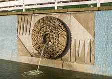 Relief/mosaic by William Mitchell, the Water Gardens, Harlow, Essex, 2015. Artist: Steven Baker