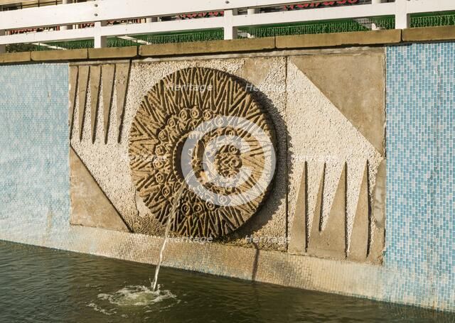 Relief/mosaic by William Mitchell, the Water Gardens, Harlow, Essex, 2015.  Artist: Steven Baker.
