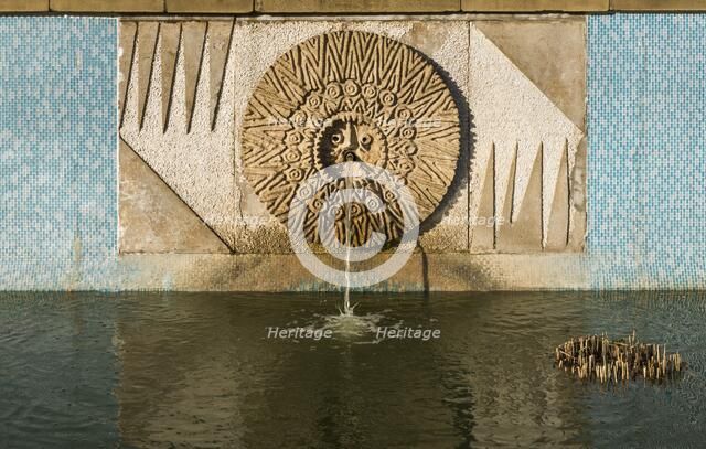 Relief/mosaic by William Mitchell, the Water Gardens, Harlow, Essex, 2015.  Artist: Steven Baker.