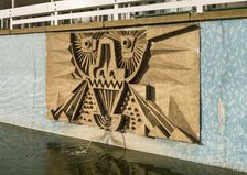 Relief/mosaic by William Mitchell, the Water Gardens, Harlow, Essex, 2015. Artist: Steven Baker