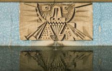 Relief/mosaic by William Mitchell, the Water Gardens, Harlow, Essex, 2015. Artist: Steven Baker