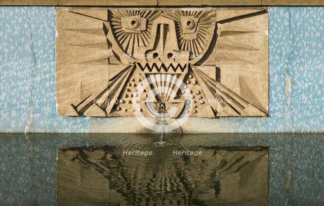 Relief/mosaic by William Mitchell, the Water Gardens, Harlow, Essex, 2015.  Artist: Steven Baker.