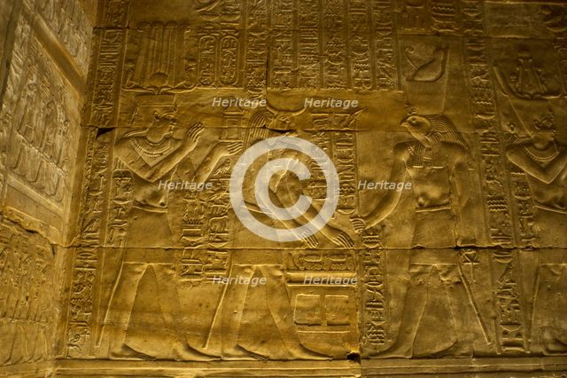 Reliefs depicting Egyptians gods, Temple of Edfu, Egypt, Ptolemaic period, 237-57 BC (2003). Creator: LTL.