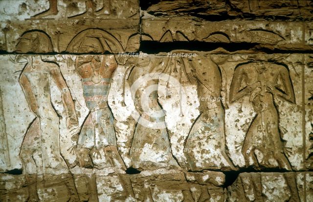 Reliefs of Enemy captives, Mortuary Temple of Rameses III, Medinat Habu, Egypt, c12th century BC. Artist: Unknown