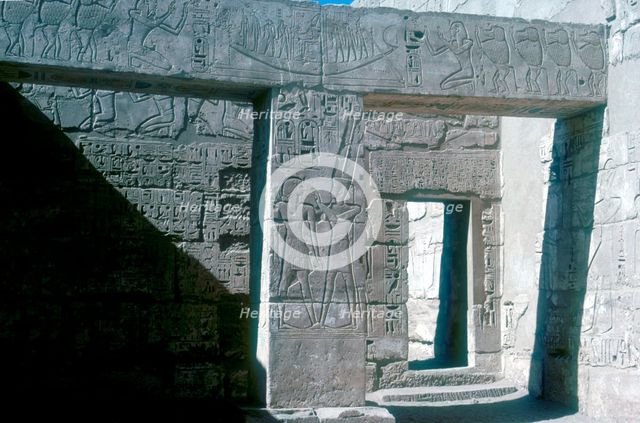 Reliefs of Ramesses III, Mortuary Temple of Rameses III, Medinat Habu, Egypt. c12th century BC. Artist: Unknown