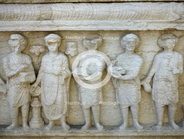 Reliefs of sacrifice, Palmyra Archaeological Museum, Tadmor, Syria. Creator: LTL.