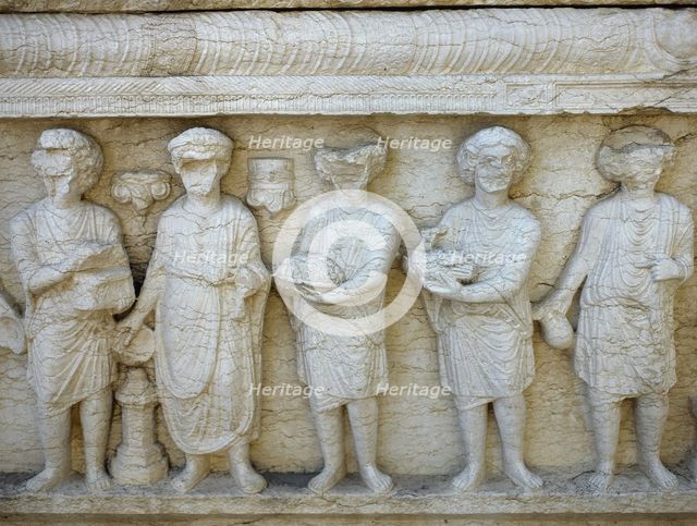 Reliefs of sacrifice, Palmyra Archaeological Museum, Tadmor, Syria. Creator: LTL.