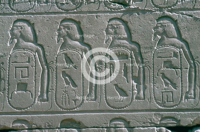 Reliefs showing cartouches of names of captive Near Eastern cities, Temple of Amun, Karnak, Egypt. Artist: Unknown