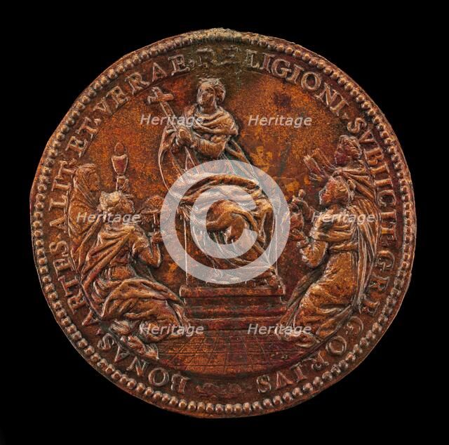 Religion Enthroned between Theology, Astronomy, Philosophy, and Literature [reverse], 1582. Creator: Unknown.