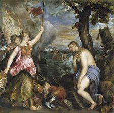 Religion saved by Spain. Artist: Titian (1488-1576)