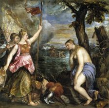 Religion saved by Spain, between 1572 and 1575. Creator: Titian