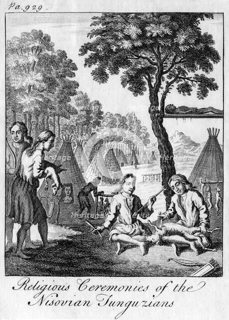 'Religious Ceremonies of the Nisovian Tunguzians', c1748. Artist: Unknown