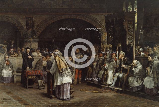 Religious Discourse between Olaus Petri and Peder Galle, 1883. Creator: Carl Gustaf Hellqvist.