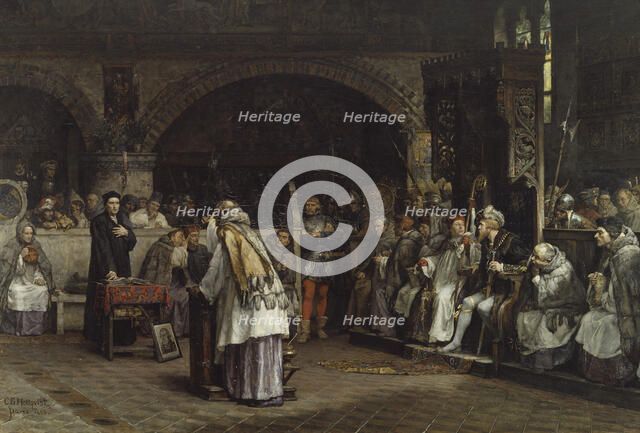 Religious Discourse between Olaus Petri and Peder Galle, 1883. Creator: Carl Gustaf Hellqvist.