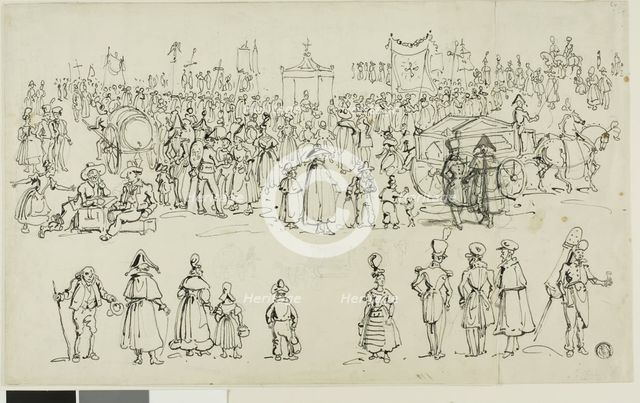 Religious Festival in Northern France, possibly Normandy, c. 1820. Creator: John Coney.