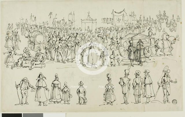 Religious Festival in Northern France, possibly Normandy, c. 1820. Creator: John Coney.