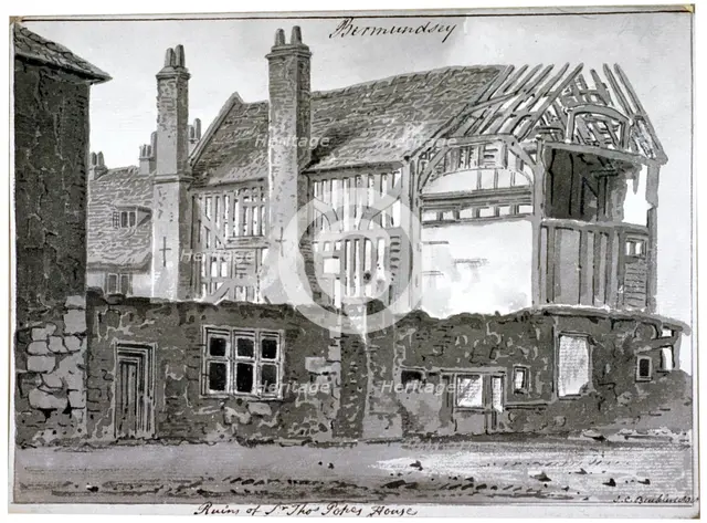 Remains of Thomas Pope's house, Mill Lane, Bermondsey, London, 1808. Artist: John Chessell Buckler