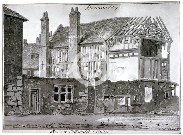 Remains of Thomas Pope's house, Mill Lane, Bermondsey, London, 1808. Artist: John Chessell Buckler