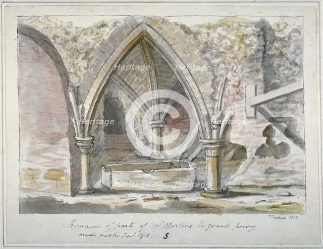 Remains of the Church of St Martin's le Grand, City of London, 1815. Artist: Thomas Prattent