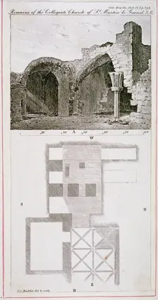 Remains of the Church of St Martin's le Grand, City of London, 1818. Artist: John Chessell Buckler