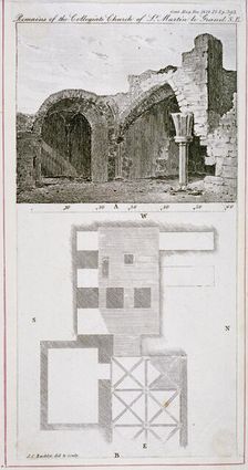 Remains of the Church of St Martin's le Grand, City of London, 1818. Artist: John Chessell Buckler
